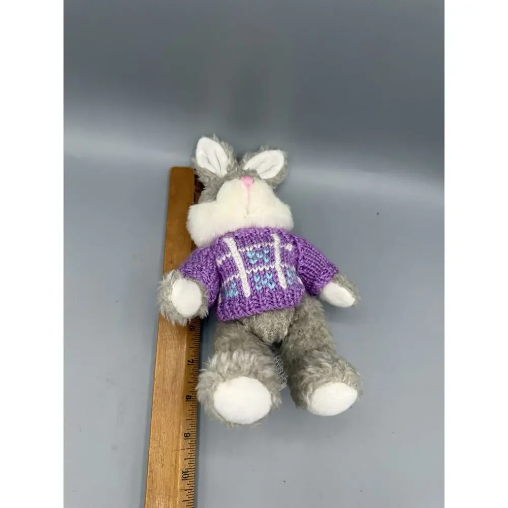 Aurora Bunny Rabbit Plush Purple Sweater Miyoni Playful Plush 9”
